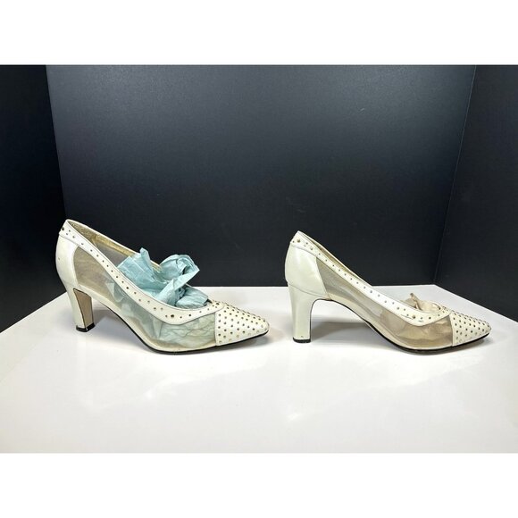 J Renee Joy Pumps Womens Sz 10 N Narrow Fabric Beads Uppers Sequins Off White - Picture 15 of 16